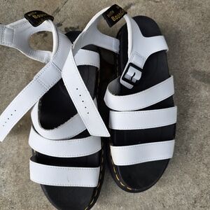 White leather platform sandals